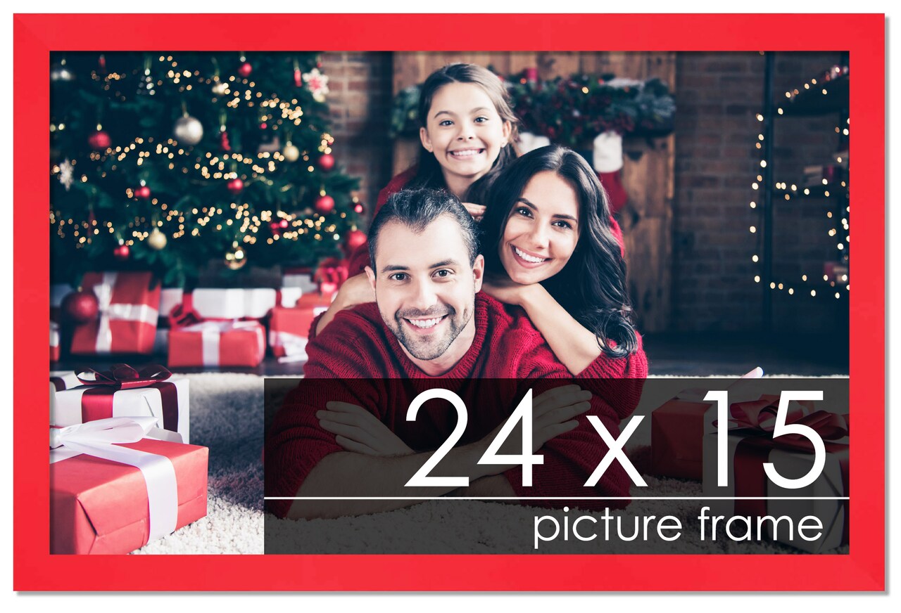 24x15 Classic Modern Red Picture Frame - UV Acrylic, Foam Board Backing, Hanging Hardware